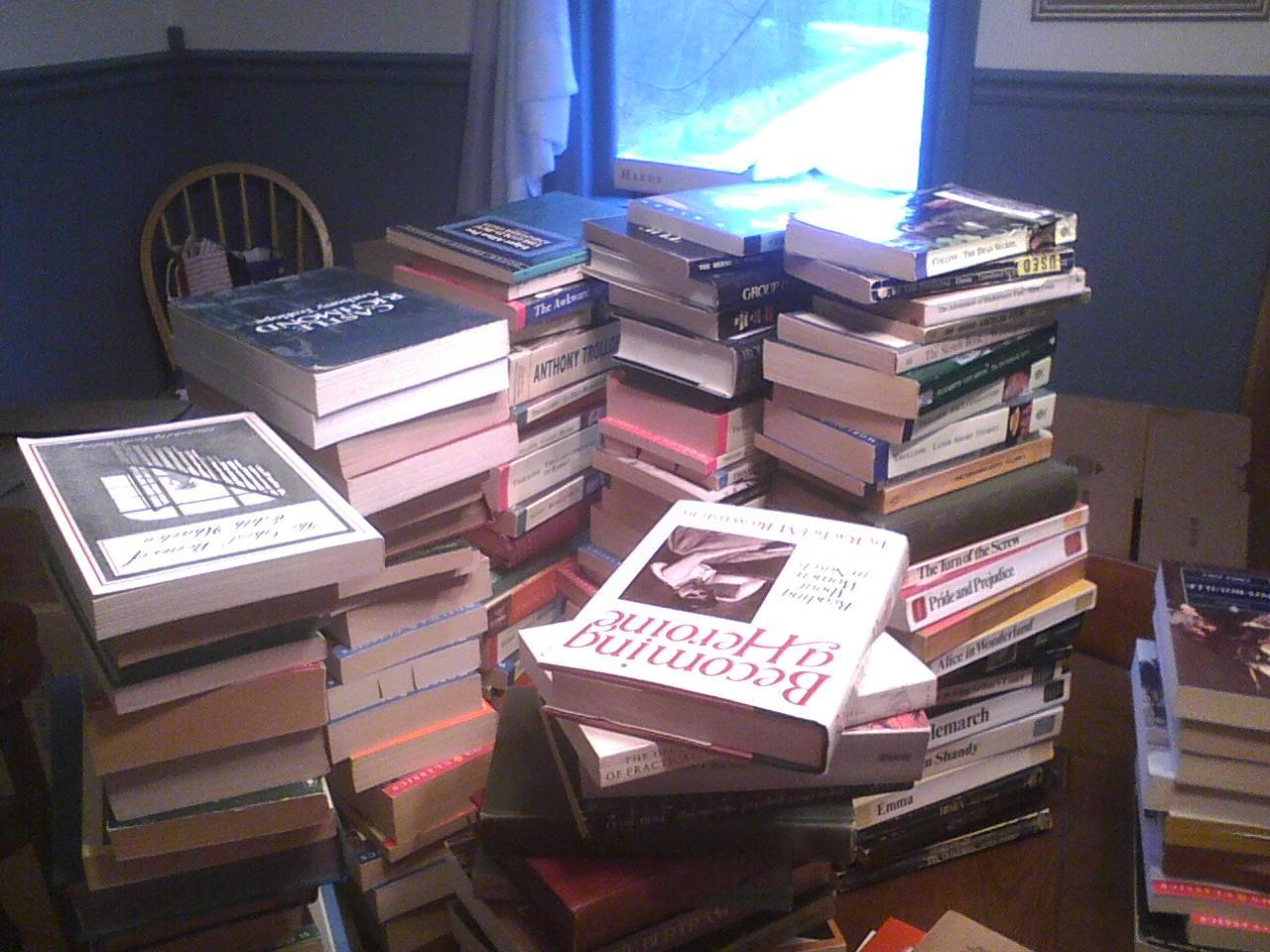 Large stack of books
